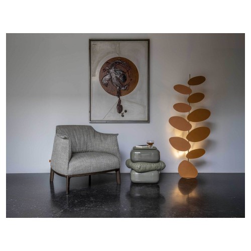 Archibald | Ottoman with Wood Base