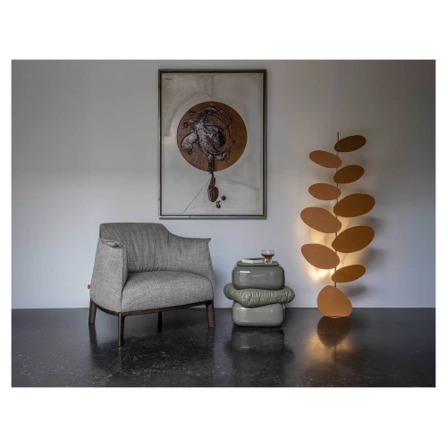 Archibald | Ottoman with Wood Base