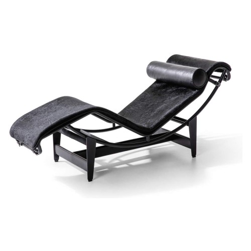 4 Chaise longue à réglage continu, Noire, Durable
